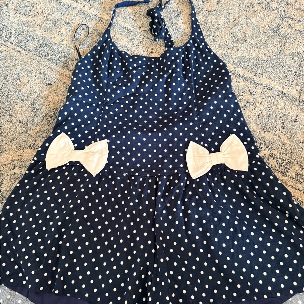 Free People Navy Polka Dot Backless Dress